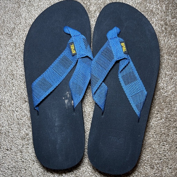Teva Blue and Black Flip-Flops - Picture 1 of 3